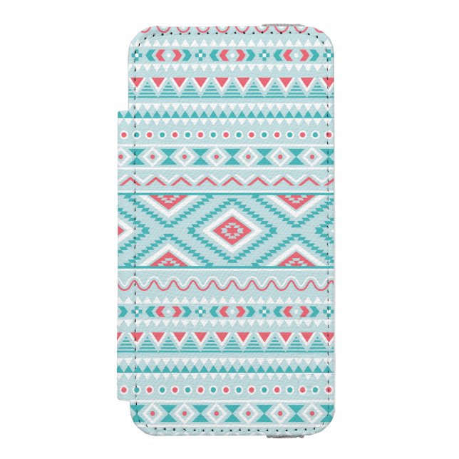 Teal and Pink Aztec Tribal Pattern Incipio iPhone Wallet Case (Folio Front)