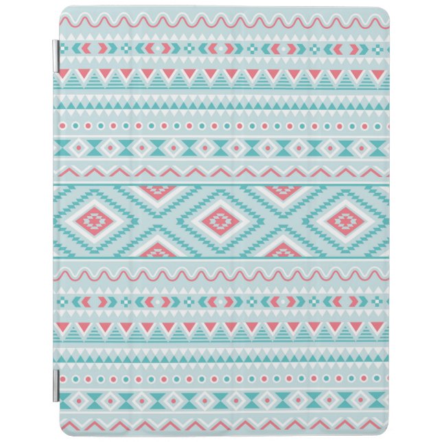 Teal and Pink Aztec Tribal Pattern iPad Smart Cover (Front)