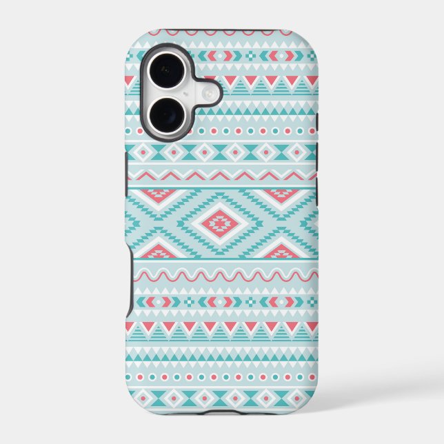 Teal and Pink Aztec Tribal Pattern Iphone Case (Back)
