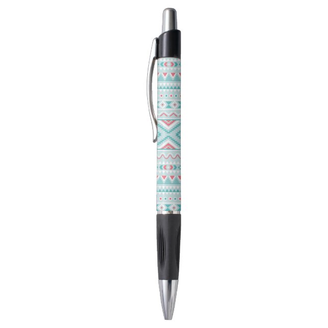 Teal and Pink Aztec Tribal Pattern Pen (Top (Vertical))