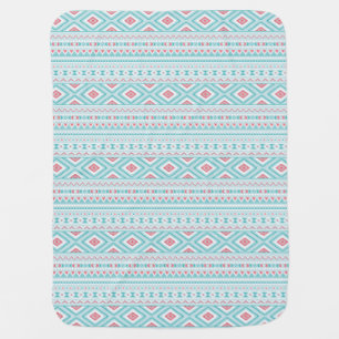 Teal and Pink Aztec Tribal Pattern Swaddle Blanket