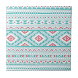 Teal and Pink Aztec Tribal Pattern Tile