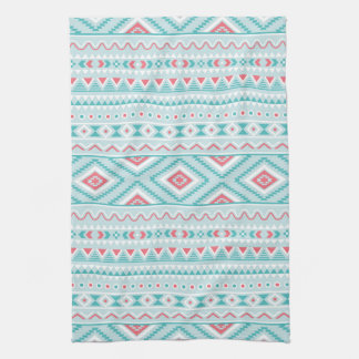 Teal and Pink Aztec Tribal Pattern Towel