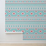 Teal and Pink Aztec Tribal Pattern Wallpaper