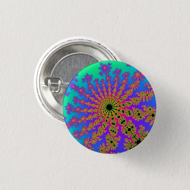 Teal and Pink Burst Pinback Button (Front & Back)