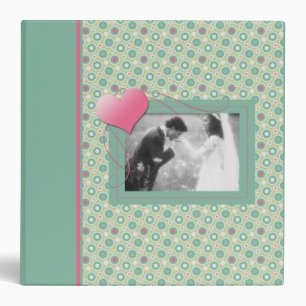 Teal and Pink Circles Wedding Album Binder