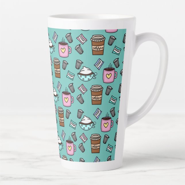 Teal and pink cute coffee coffee mug (Right)
