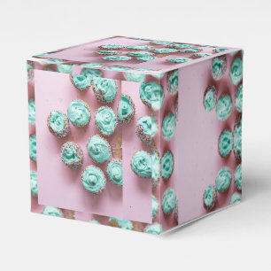 Teal and Pink Cute Mini Cupcakes Favor Boxes