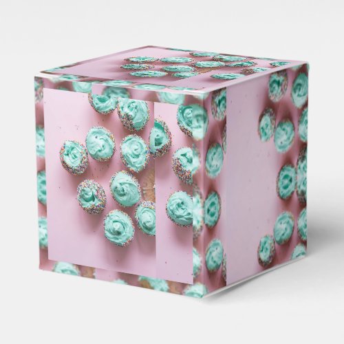 Teal and Pink Cute Mini Cupcakes Favor Boxes