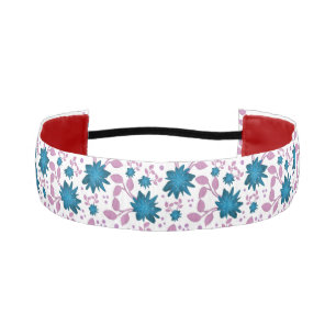 Teal and Pink Floral Pattern Modern Botanical Athletic Headband