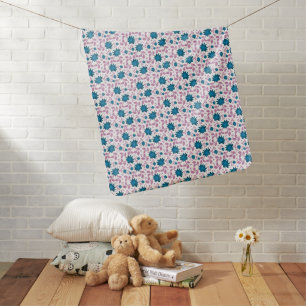 Teal and Pink Floral Pattern   Modern Botanical  Baby Blanket