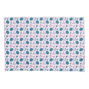 Teal and Pink Floral Pattern Modern Botanical Pillow Case