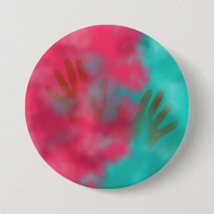 Teal and Pink Holi Hai Powder and Hands Button