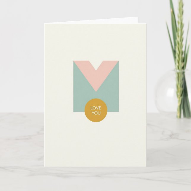 Teal And Pink Love You Card (Front)