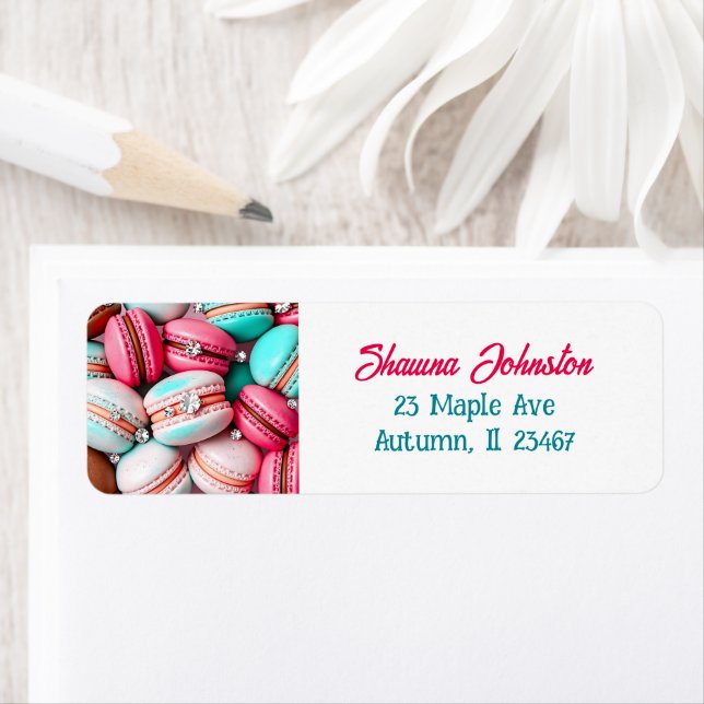 Teal and Pink Macaron Cookies Label (Insitu)