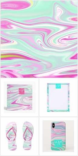 Teal and Pink Marble Pattern Collection