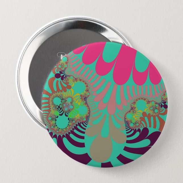 Teal and Pink Mod Button (Front & Back)