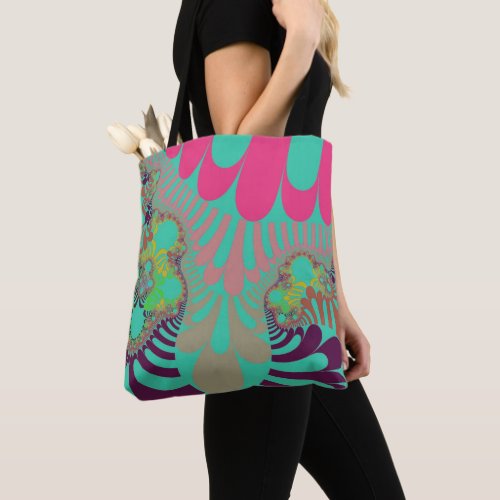 Teal and Pink Mod Tote Bag