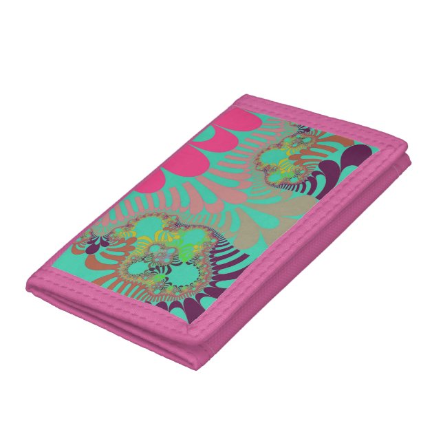 Teal and Pink Mod Tri-fold Wallet (Bottom)
