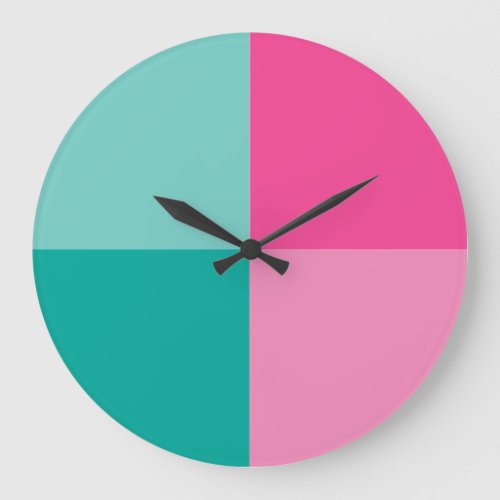 Teal and Pink Modern Art Color_block Wall Clock