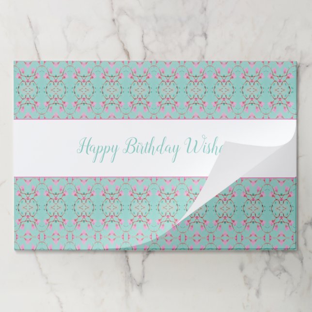 Teal and Pink Patterned 25 Piece Birthday Placemat (Folded)