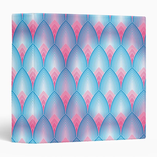 Teal And Pink Petal Pattern 3 Ring Binder (Front/Spine)