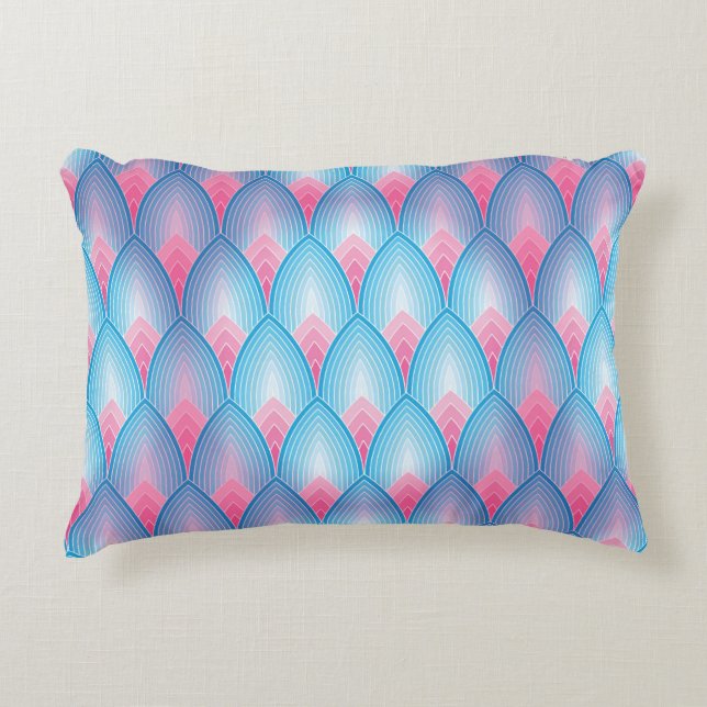 Teal And Pink Petal Pattern Accent Pillow (Front)