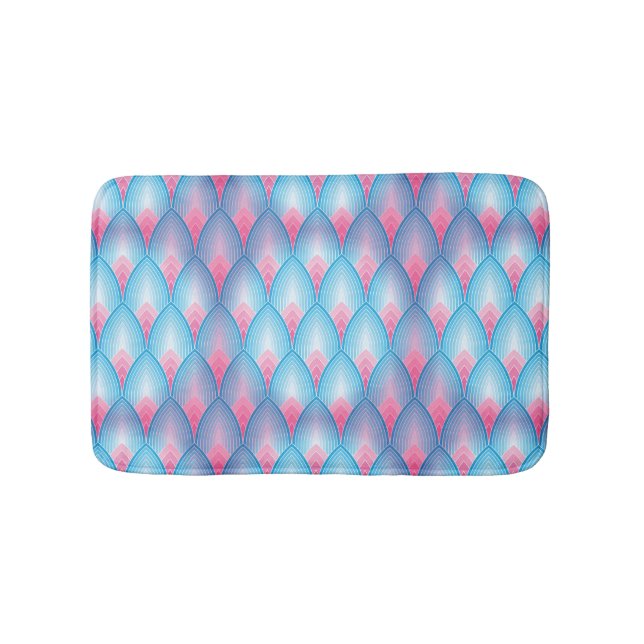 Teal And Pink Petal Pattern Bath Mat (Front)