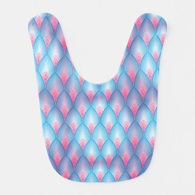 Teal And Pink Petal Pattern Bib (Front)