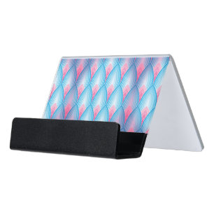 Teal And Pink Petal Pattern Desk Business Card Holder