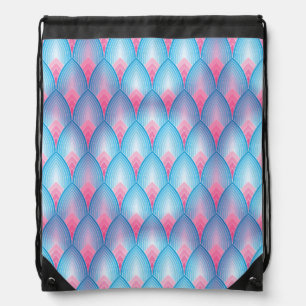 Teal And Pink Petal Pattern Drawstring Bag