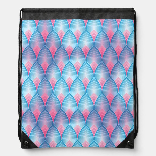 Teal And Pink Petal Pattern Drawstring Bag (Front)