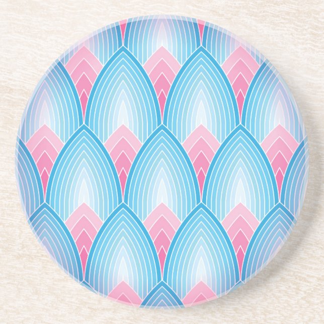 Teal And Pink Petal Pattern Drink Coaster (Front)
