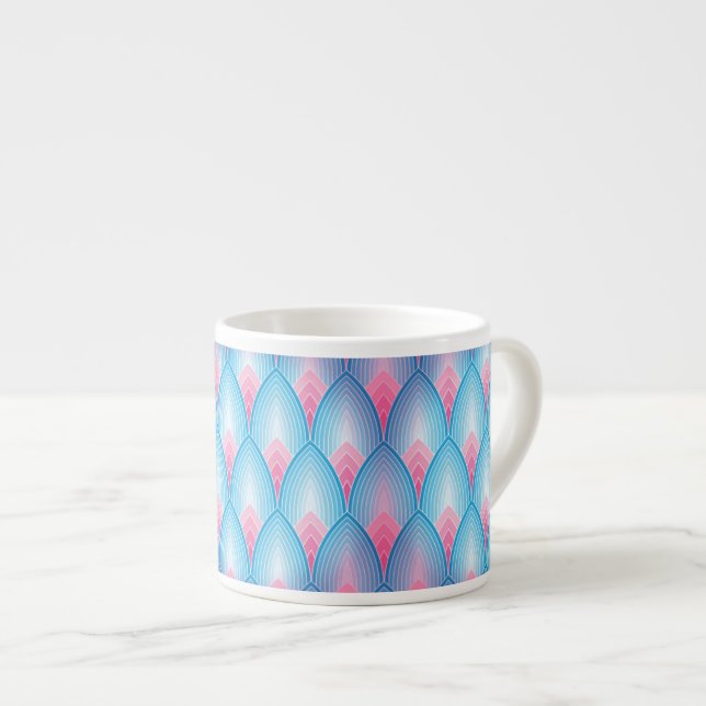 Teal And Pink Petal Pattern Espresso Cup (Front Right)