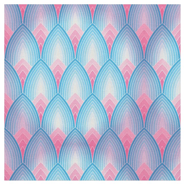 Teal And Pink Petal Pattern Fabric (Close Up)