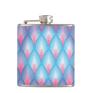 Teal And Pink Petal Pattern Flask