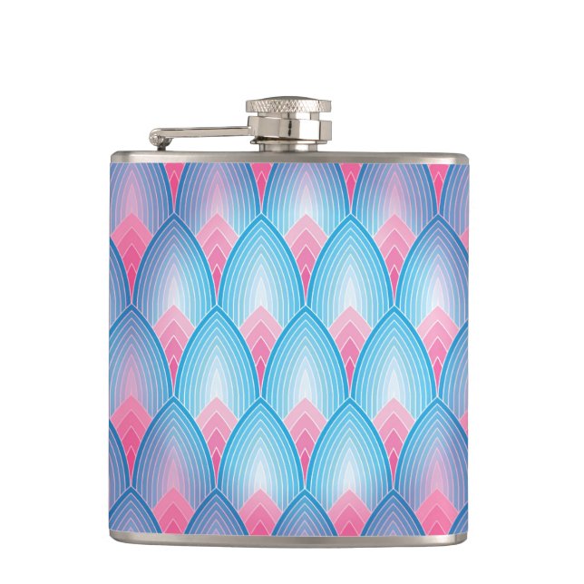 Teal And Pink Petal Pattern Flask (Front)