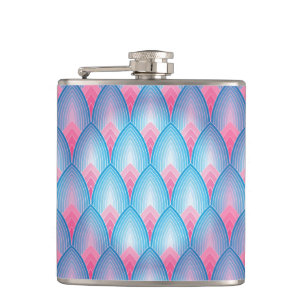 Teal And Pink Petal Pattern Hip Flask