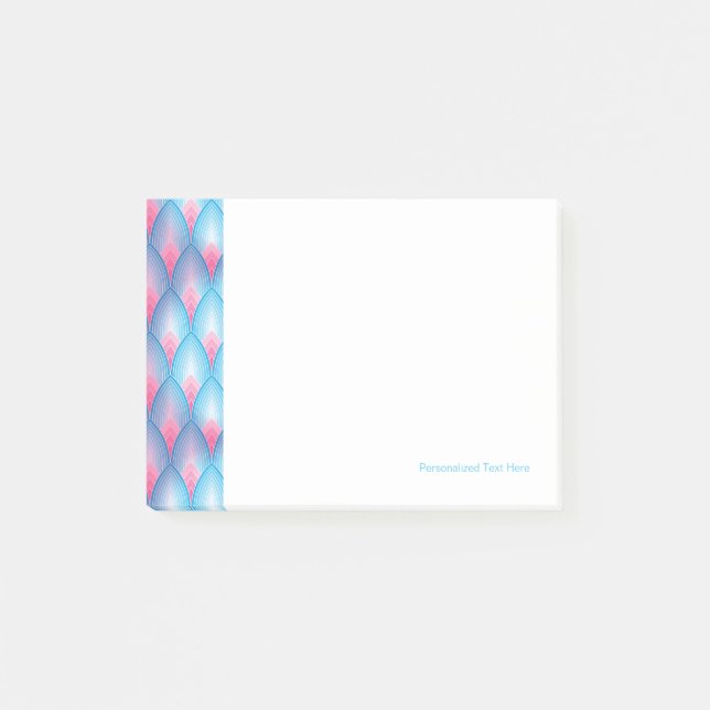 Teal And Pink Petal Pattern Post-it Notes (Front)