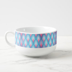 Teal And Pink Petal Pattern Soup Mug