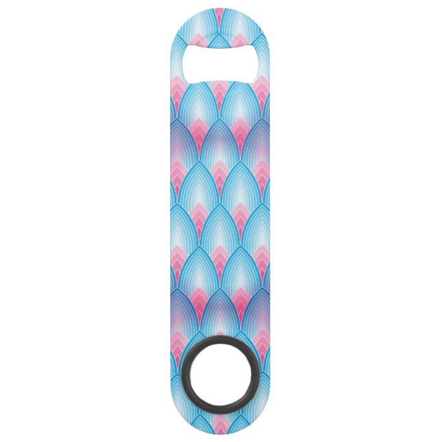 Teal And Pink Petal Pattern Speed Bottle Opener (Front)