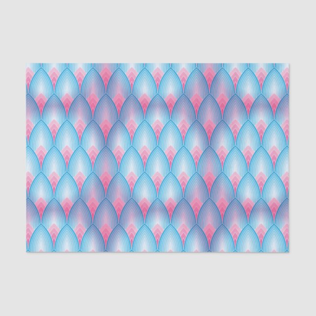 Teal And Pink Petal Pattern Tissue Paper (Front)