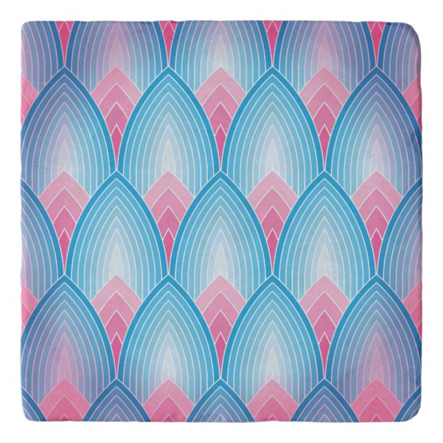 Teal And Pink Petal Pattern Trivet (Front)