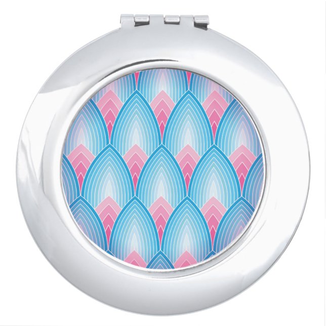 Teal And Pink Petal Pattern Vanity Mirror (Front)