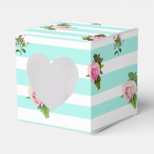 Teal and Pink Roses Candy Favor Bag Boxes