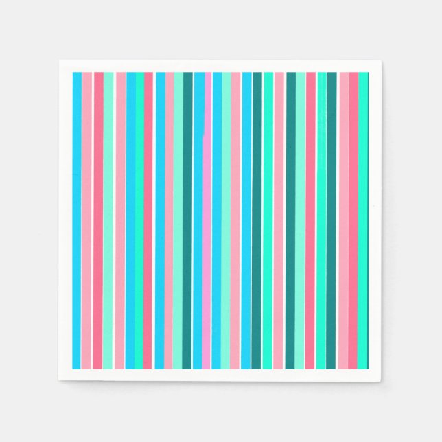 Teal and Pink Stripes  Napkins (Front)