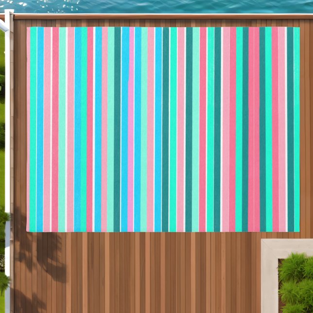 Teal and Pink Stripes  Outdoor Rug (Insitu (Outdoor 1))