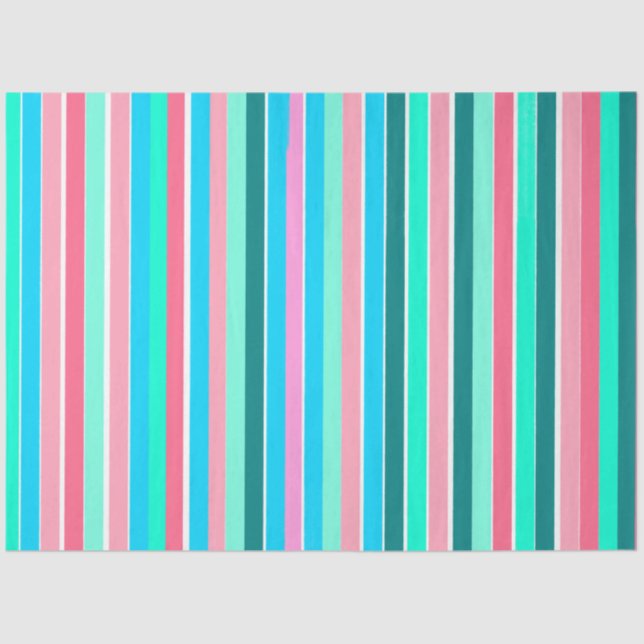 Teal and Pink Stripes  Tissue Paper (Front)