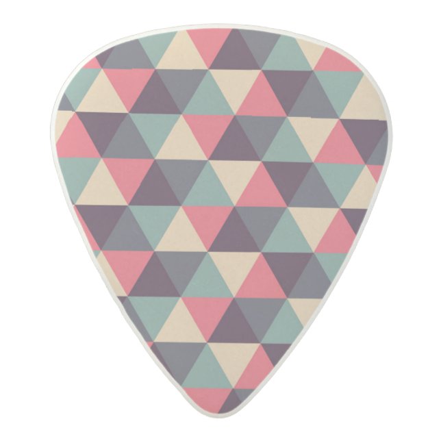 Teal And Pink Triangle Pattern Acetal Guitar Pick (Front)