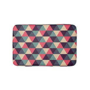 Teal And Pink Triangle Pattern Bath Mat